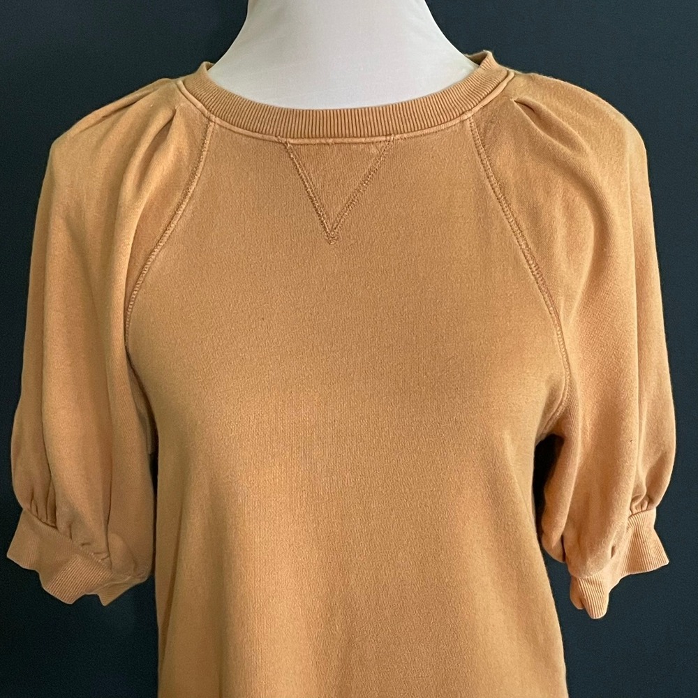 Universal Thread Sweatshirt Dress Women XS Tan Good Puff Sleeve Cotton Terry